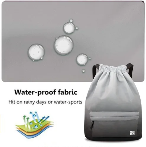 Vista 4 de Bolsa impermeable con cordón para ir al gimnasio o la playa, o practicar deportes, unisex