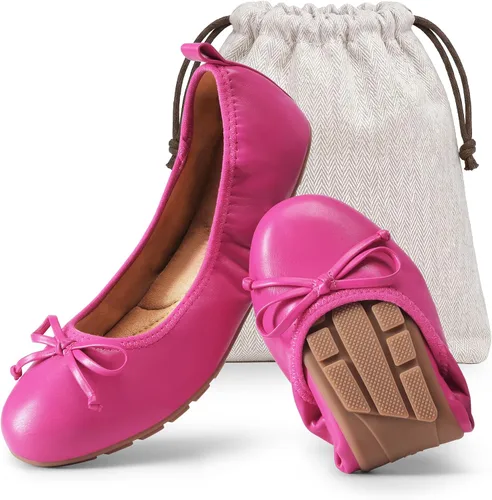 Vista 17 de DREAM PAIRS Bailarinas plegables con lazo para mujer Blanco