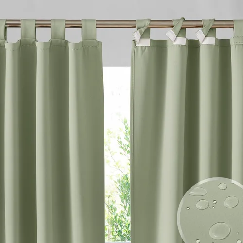Vista 32 de RYB HOME Cortinas para Exteriores para Patio - 2 Paneles Cortinas para Exteriores Desmontables con Parte Superior Adhesiva Impermeables Opacas