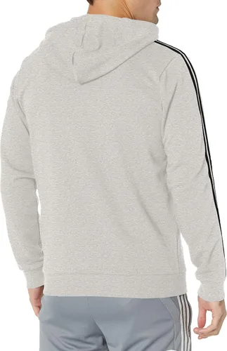 Vista 2 de adidas Essentials - Sudadera con capucha, forro polar, con 3 rayas y cierre completo, para hombre