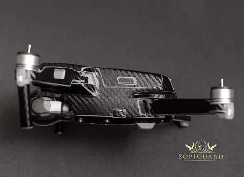 Vista 6 de SopiGuard Skin for DJI Mavic Air 2s Juego completo de calcomanías de vinilo de precisión + controlador + 3 fundas de batería (3M negro carbón)