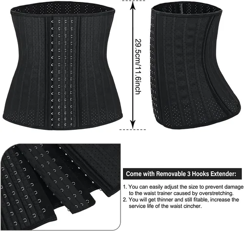 Vista 3 de Entrenador de cintura para mujer, corsé de látex para debajo del busto, faja deportiva con huesos de acero
