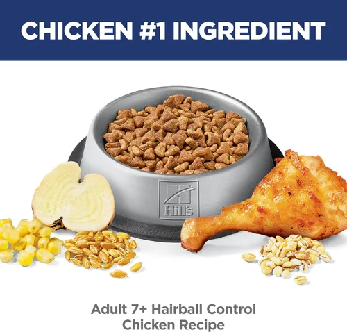 Vista 5 de Alimento para gatos Hill's Science Diet, control de bolas de pelo, para adultos mayores de 7 años, apoyo al control de bolas de pelo, alimento seco