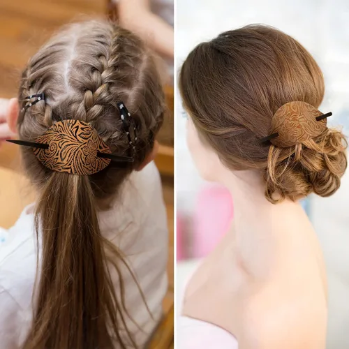 Vista 6 de Pinza para el cabello, 5 piezas de pelo sintético con pasador, forma ovalada, soportes para cola de caballo, accesorios para el cabello para mujeres
