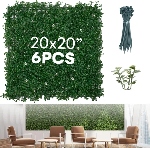 Vista 9 de Paneles de pared de césped de 20 x 20 pulgadas (paquete de 6) – Cubiertas de fondo de seto de boj artificial con protección UV de 16.66 pies