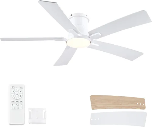 Vista 23 de Ventiladores de techo de 42 pulgadas con luces y control remoto, ventilador de techo negro de montaje empotrado para dormitorio, sala de estar