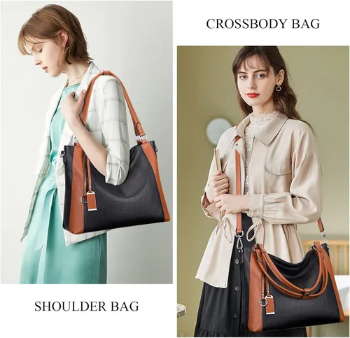 Vista 4 de Over Earth Bolsos de cuero suave para mujer, bolso de hombro tipo hobo grande