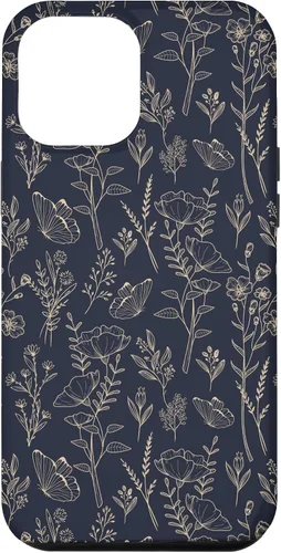Vista 26 de Butterfly Meadow Botanical Wildflower Pattern (Azul Marino) Funda para iPhone 17