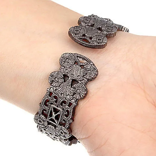 Vista 7 de Weicam Reloj de pulsera de cuarzo analógico con flores talladas para mujeres y niñas, Negro -, Classic