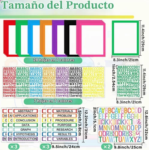 Vista 2 de 43 Hojas Coloridas Suministros de Tablero de Feria Científica Adhesivos de Presentación Subtítulos Científicos Títulos de Proyecto de Feria