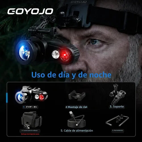 Vista 8 de Gafas monoculares de visión nocturna montadas en la cabeza con correa elástica para la cabeza, aumento predeterminado 7X, equipo NVG rango de 1148