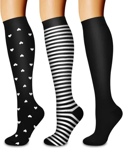 Vista 40 de Paquete de 3 pares de calcetines de compresión médica para mejorar la circulación de mujeres y hombres, para correr, hacer deporte y amamantar