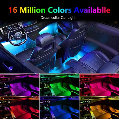 Vista 4 de Luces de acrílico para interiores de automóvil, accesorios de automóvil, tira de luces LED 10 en 1 con control de aplicación, 175 pulgadas, 593