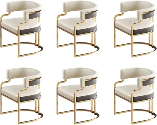 Vista 49 de Sillas de comedor de cocina para interiores, silla lateral tapizada para el hogar, silla con brazo de respaldo bajo, silla de comedor con piel