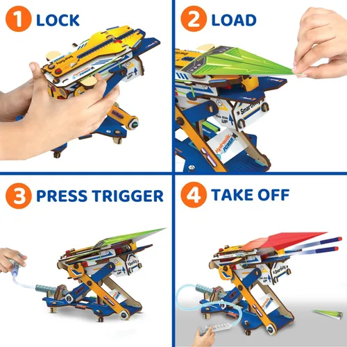 Vista 3 de Smartivity DIY 2 en 1 Aviones de papel hidráulicos y lanzadores de dardos STEM juguete para niños de 6 a 14 años Regalos de cumpleaños para niños