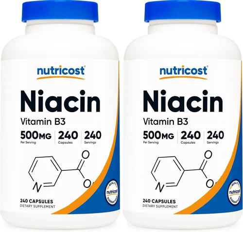 Vista 7 de Suplemento Nutricost Niacina de vitamina B3, 0,018 oz, en 240 cápsulas, 1 botella, 1