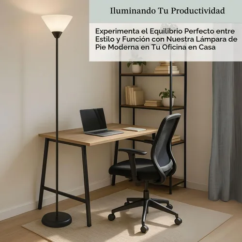 Vista 3 de Lámpara de suelo Light Accents con pantalla color blanco, 100 W, negro, 6113-21, 100.00watts