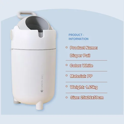 Vista 6 de Generic Cubo de pañales - Sistema de eliminación de pañales, sin olor, sin olor, blanco, 2.5L, 1 unidad