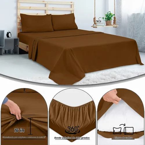 Vista 5 de ROYALE LINENS - Juego de sábanas de 300 hilos, 100 % algodón peinado de fibra larga, 3 piezas, sábana individual, sábana encimera y funda