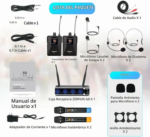 Vista 7 de Sistema de micrófono inalámbrico profesional de 4 canales, auriculares de mano inalámbricos de metal UHF, micrófonos de solapa para cantar karaoke