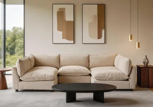 Vista 16 de Iroomy Oversized Modular Sectional Sofa, Chenille Cloud Couch, Deep Comfy Seat, 4-Seater Sofas, Couches, Living Room, Beige