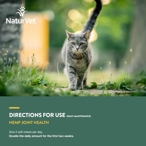 Vista 7 de NaturVet – Salud de las articulaciones de cáñamo para gatos – Más semillas de cáñamo – 60 masticables suaves – Apoya caderas y articulaciones