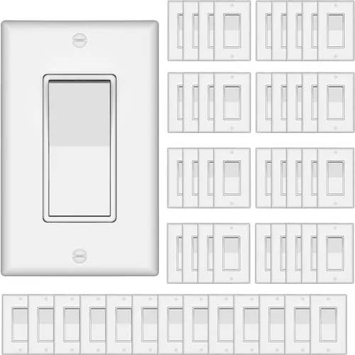 Vista 18 de ThunderWay - Interruptor de luz para decoración de 3 vías con placas de pared, 15 A 120/277 V, interruptores basculantes de pared Decora de tres