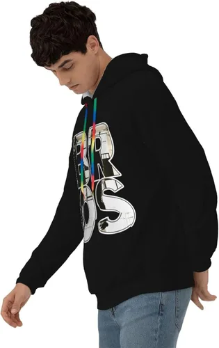 Vista 3 de Sudaderas con capucha para hombre, sudadera casual de manga larga, color negro