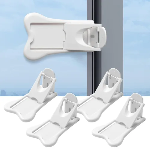 Vista 6 de Inaya Cerradura de puerta corredera para seguridad infantil (paquete de 4) – Cerraduras a prueba de niños para puertas correderas de cristal