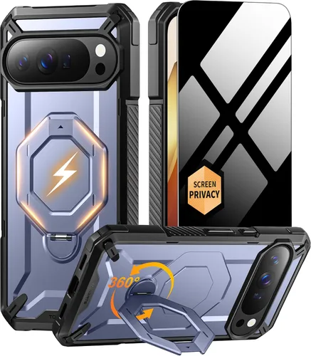 Vista 9 de TONGATE Funda para Pixel 10 Pro XL con soporte magnético giratorio de 360° Negro