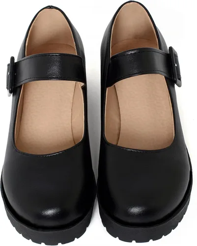 Vista 4 de Caradise Zapatos de uniforme para mujer con plataforma Mary Janes