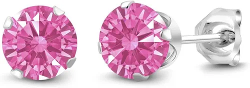 Vista 36 de Gem Stone King Aretes redondos de plata de ley 925 con piedra natal de 0.236 in para mujer