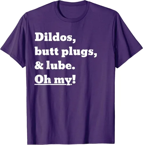 Vista 54 de Consoladores, tapones para los glúteos y lubricante. Camiseta Oh My! Azul bebé