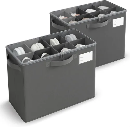 Vista 25 de Varhomax Shoe Organizer Box for Closet, Fabric Shoe Storage Bin with Adjustable Dividers & Clear Cover, Holds up 16-32 Pairs of Sneakers & Sandals