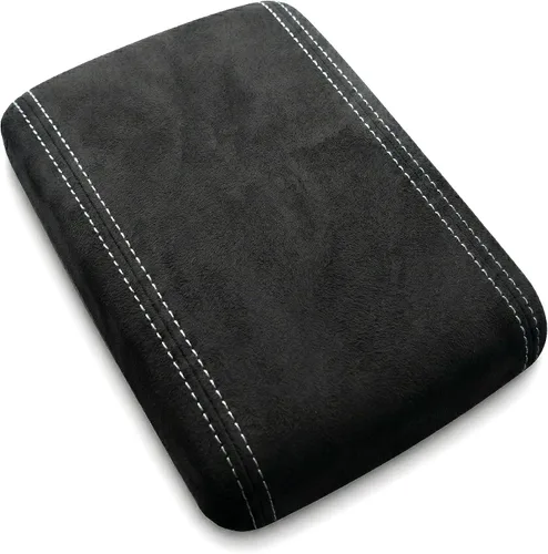 Vista 10 de Mazda Mazda2 2008 – 14 reposabrazos cubierta por RedlineGoods, Cuero Negro-Hilo Negro