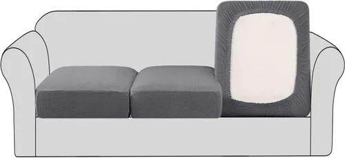 Vista 42 de H.VERSAILTEX - Fundas elásticas para cojín de sofá individual, fundas de asiento para silla de sofá, protector de cojín con tejido jacquard de sarga