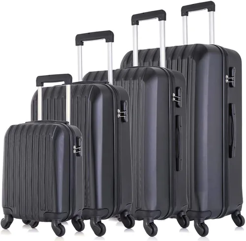 Vista 2 de Juego de 4 piezas de equipaje con ruedas giratorias Maleta de viaje rígida y ligera 16" 20" 24" 28