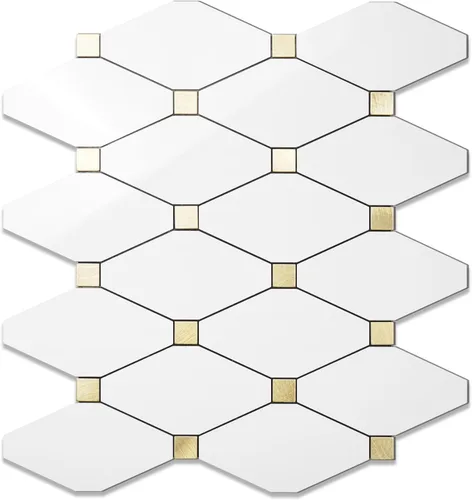Vista 12 de STICKGOO 1 hoja de salpicaduras de pared para despegar y pegar, adhesivos de azulejos compuestos de aluminio Calacatta, salpicaduras autoadhesivas