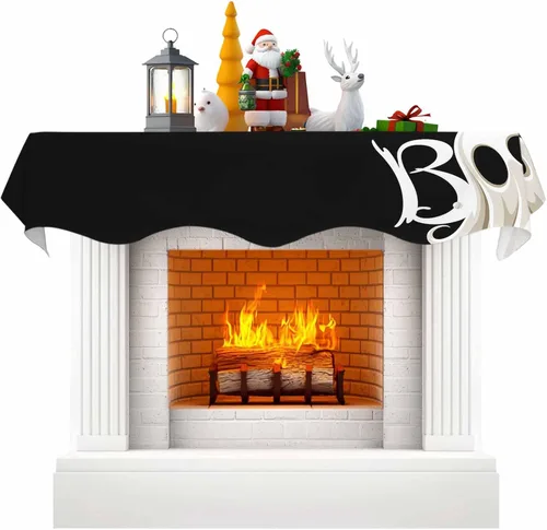 Vista 10 de Funda para bufanda de chimenea de eucalipto, girasol, mantel superior, bufanda para Navidad, Halloween, Acción de Gracias, otoño, decoración