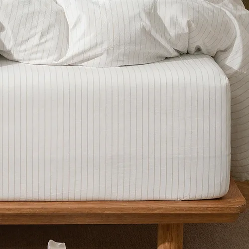 Vista 26 de MooMee Sábana bajera ajustable únicamente, 100% algodón lavado con textura tipo lino, transpirable, duradera, suave, cómoda, bolsillo profundo se