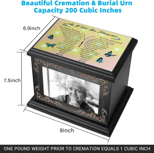 Vista 2 de Urnas de cremación para cenizas humanas de adultos, masculinas o femeninas, urnas conmemorativas funerarias para cenizas con marco para fotos, caja