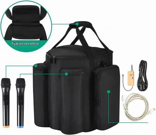Vista 4 de Estuche de transporte Bolso portátil Estuche de viaje Compatible con Bose S1 Pro+ / S1 Pro Altavoz Bluetooth portátil y micrófono (Negro)