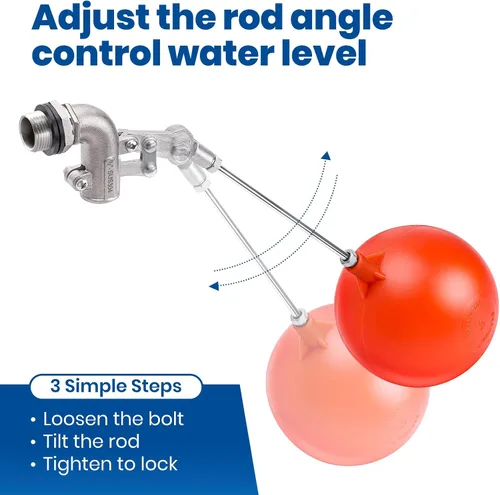 Vista 5 de Válvula de flotador de acero inoxidable de 1/2 pulgada – Control de nivel de agua automático de acero inoxidable 304 de servicio pesado, brazo