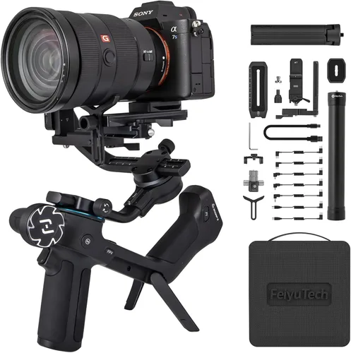Vista 8 de Estabilizador de cardán para cámara FeiyuTech SCORP-C2 con seguimiento AI, carga útil de 7.72 lb, disparo vertical rápido, control Bluetooth, mango