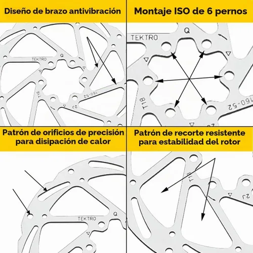 Vista 2 de Rotor de Disco Tektro TR203-52 - 203mm 6-tornillos 1.8mm de espesor para 2-pistón