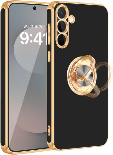 Vista 19 de Fingic Compatible con Samsung Galaxy S22 Funda con Soporte de Anillo, [Soporte de Anillo Giratorio 360° Magnético con Kickstand][Borde Dorado