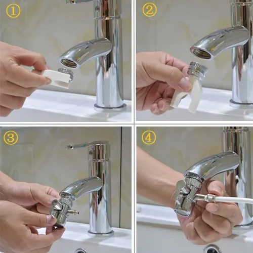 Vista 2 de Irrigador de agua para uso familiar, irrigador oral no eléctrico de seguridad ajustable grifo y spa de ducha, presión de agua cuidado bucal dental