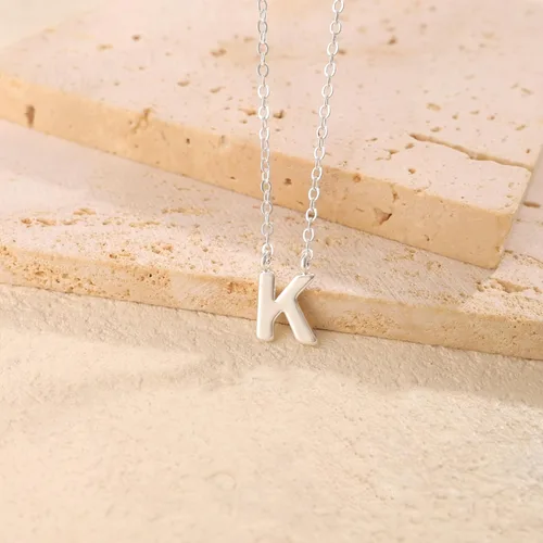 Vista 33 de Collares con iniciales para mujer, delicado collar de letra plateada con nombre personalizado con monograma, collar simple y lindo con inicial