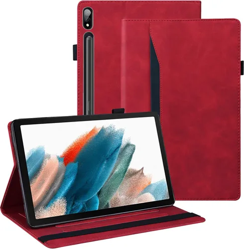 Vista 9 de Dteck Funda para Galaxy Tab S9 Plus/S8 Plus/S7 FE/S7 Plus de 12.4 pulgadas, función de reposo/activación automática de piel sintética con soporte
