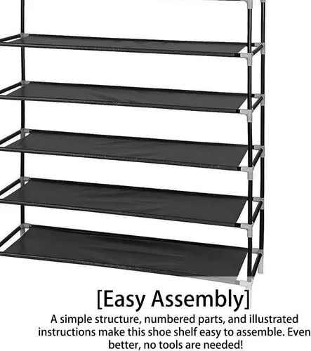 Vista 8 de Zapatero de 8 niveles organizador de zapatos de metal para 40 pares, armario estrecho para zapatos, torre alta para zapatos, estante de tela